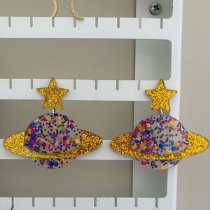 Glittery Planet Earrings